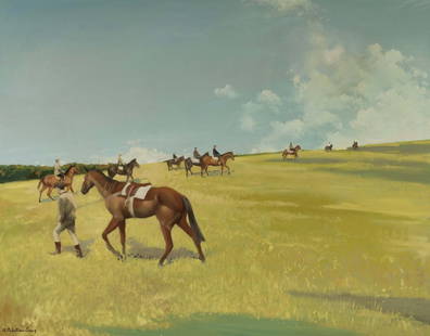 Henry Robertson Craig - MORNING GALLOPS, THE CURRAGH: Henry Robertson Craig (Scottish, 1916-1984)MORNING GALLOPS, THE CURRAGHOil on canvas, 37" x 47"Signed$6,000. - 8,000.