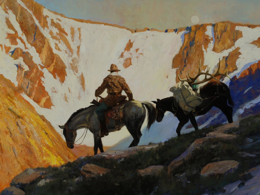 High Country Hunter: Brett James Smith (American, b. 1958) HIGH COUNTRY HUNTER Oil on canvas, 18" x 24" Signed
