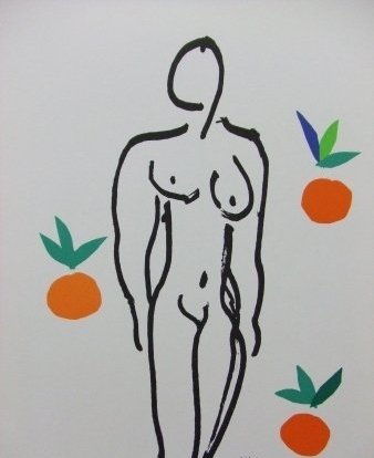Henri Matisse Silk Screen Print: Henri Matisse Silk Screen, marked on the back hand silk screen, Modern Classic series 236, Frame has some scratches, there is a chip to the inside glass under the frame at the bottom. est $300/$800 Di