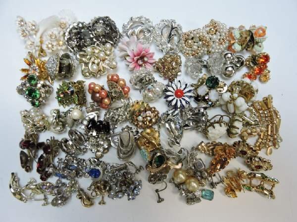 Lot of Costume Earrings 56p.Barclay,Weiss.Ciner, Hobe..: Lot of 56 vintage earrings Consist of Barclay, Weiss, Napier, Hobe, Trifari, Sterling silver, Ciner and many More! Some are unsigned, This is a Quality lot.