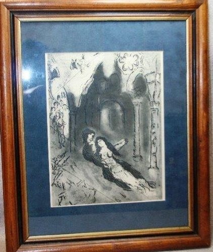 Marc Chagall: The Marriage by Marc Chagall Original Etching in Frame, has Certificate of Authenticity collectors Guild with raised seal. In very good used condition Dimension is frame: 21.5" x 17.5" Winner of bid p