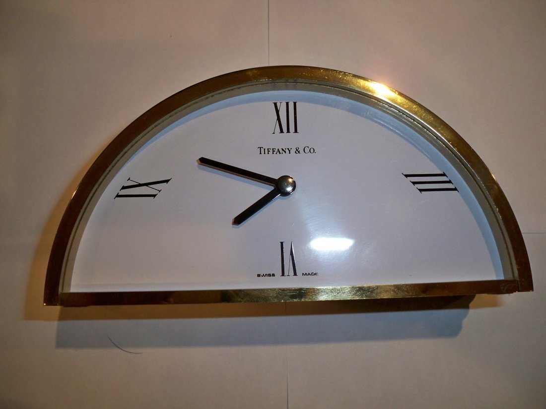 Vintage TIFFANY & CO. Brass Desktop Semi Circle Clock Jan 09, 2014 The Antique Thrift Shop
