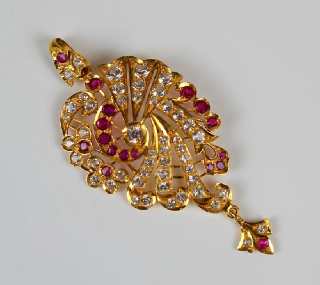 YELLOW GOLD RUBY & DIAMOND PENDANT (1 of 1)