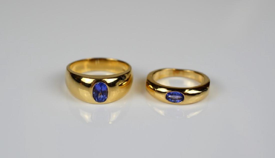 2 YELLOW GOLD ALEXANDRITE BAND STYLE RINGS (1 of 1)