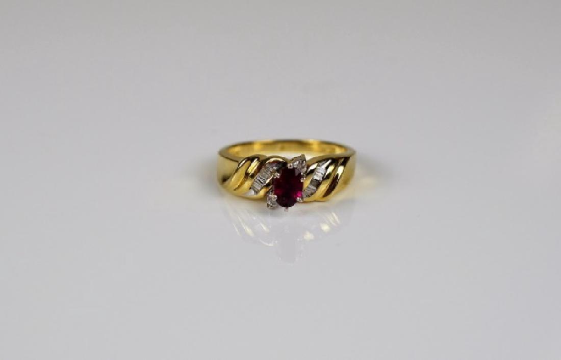 YELLOW & WHITE GOLD RUBY & DIAMOND RING (1 of 3)