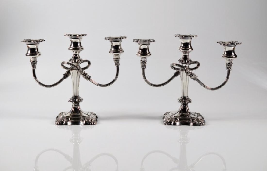 PAIR OF SILVER PLATE TWO BRANCH CANDELABRA (1 of 1)