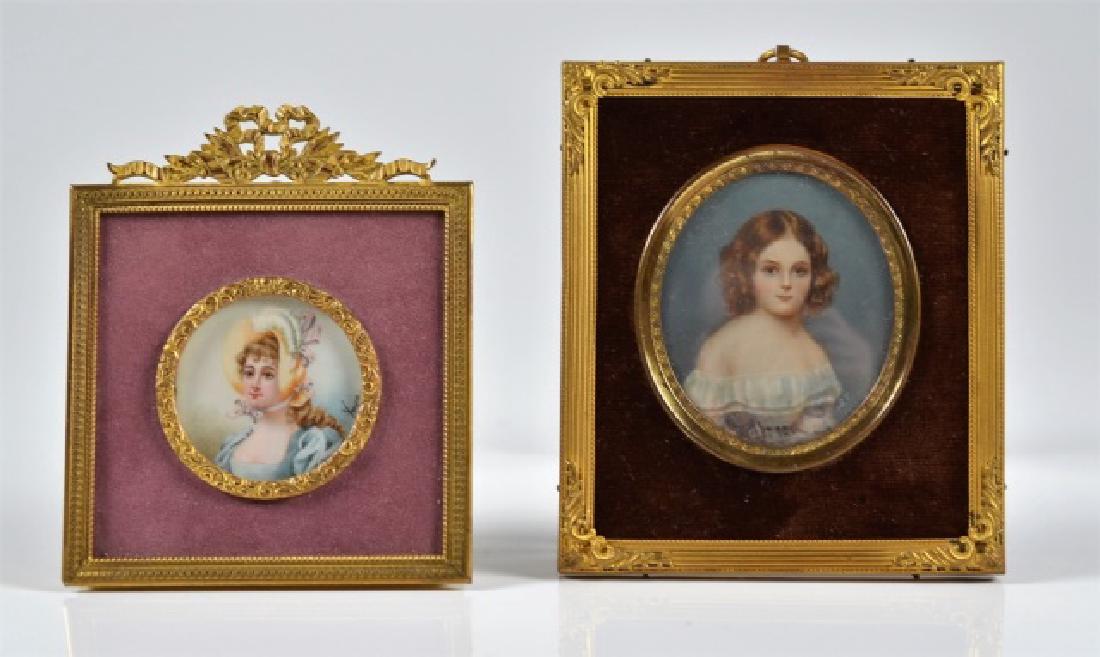 TWO HAND PAINTED PORTRAIT MINIATURES (1 of 1)