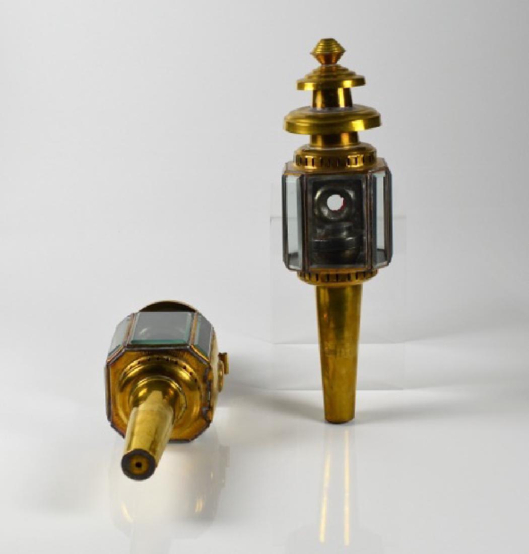 PAIR OF BRASS & GLASS COACH LANTERNS (1 of 1)
