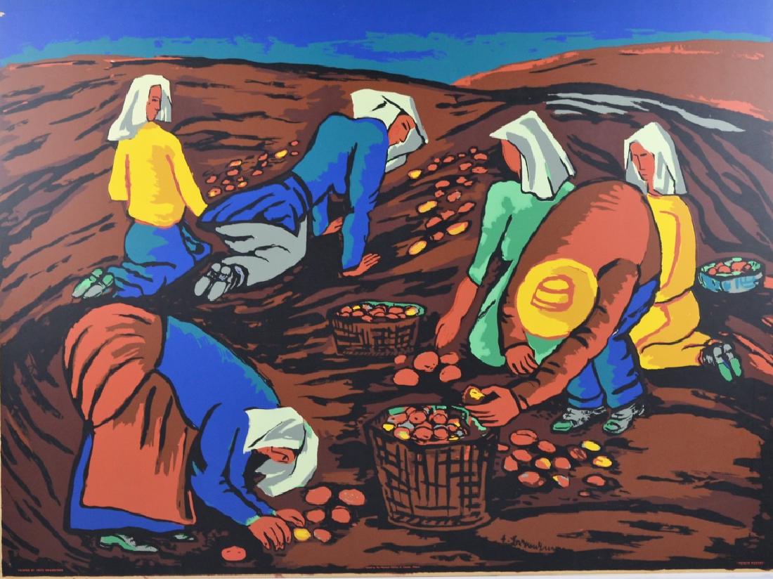 FRITZ BRANDTNER (1896-1969): Potato Pickers Sampson - Matthews silkscreen 30 x 40 in. Literature: Ian Sigvaldason and Scott Steedman, Art for War and Peace: How a Great Art Project Helped Canada Discover Itself, 2015, the silkscr