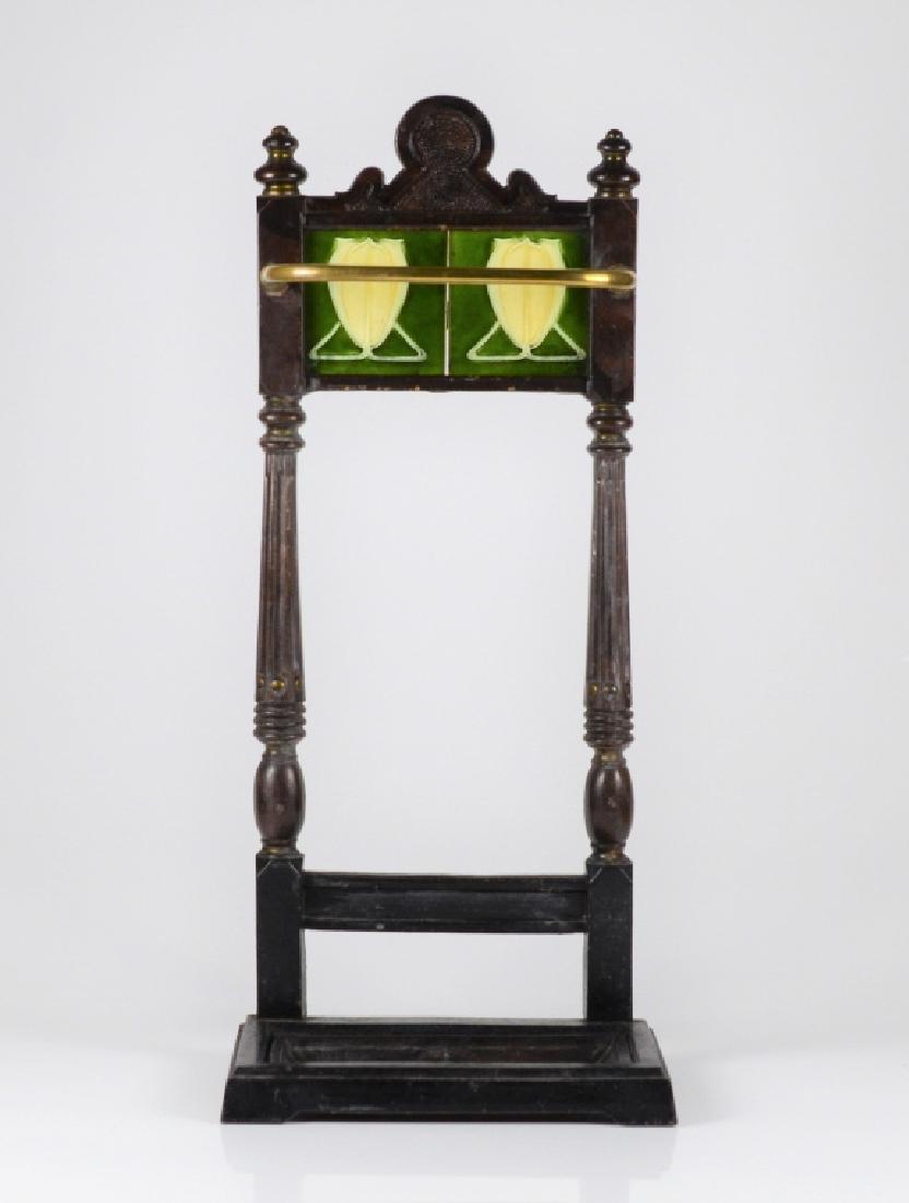 ENGLISH CAST IRON STAND WITH TWO ART NOUVEAU TILES (1 of 1)