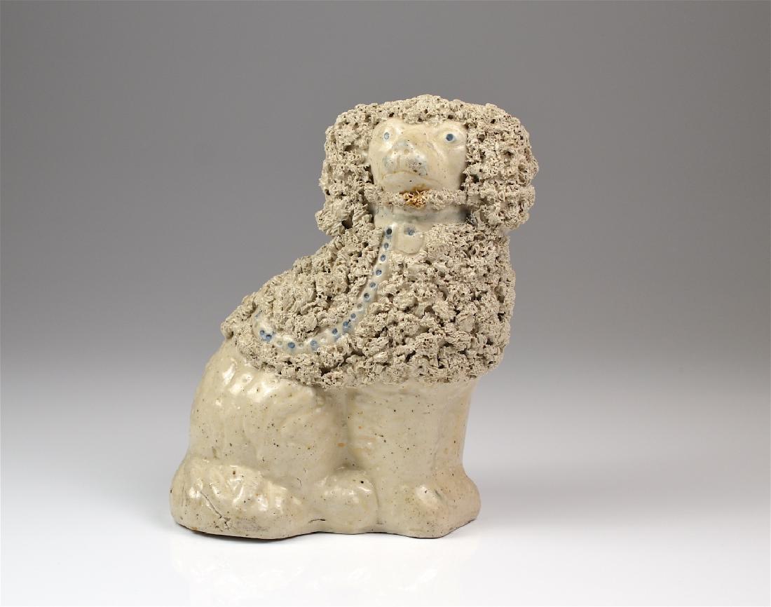 ANTIQUE ENGLISH OR AMERICAN POTTERY SPANIEL (1 of 4)