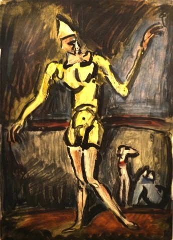 Georges Rouault (French, 1871-1958): Untitled: Clown Series Aquatint 13 3/4 in. x 9 3/4 in.