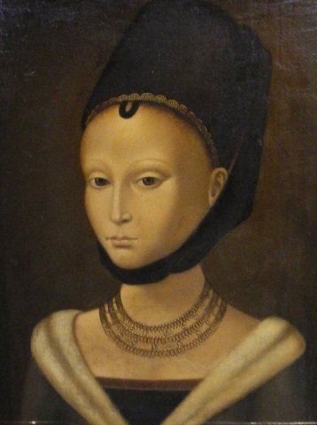 AFTER PETRUS CHRISTUS: (Flemish, 1415-1473) PORTRAIT OF A YOUNG WOMAN Oil on panel Unframed: 15 3/4 in. x 12 in.