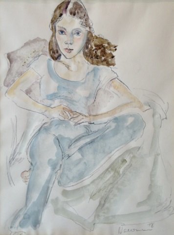 JOHN BEATTY NEWMAN (Canadian, b. 1933): BROWN HAIR AND BLUE EYES Watercolour and pencil on paper Signed and dated 1978 lower right Unframed: 13 1/2 x 10 1/2 in. (34 x 26.5 cm.) Framed: 25 x 19 in. (63.5 x 48 cm.)