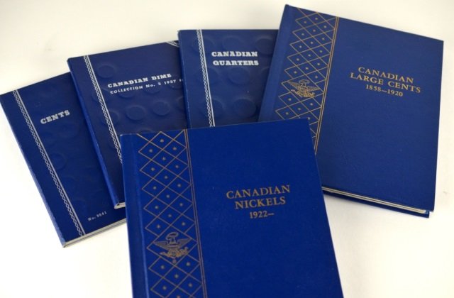 COLLECTION OF CANADIAN COINS: 11 large cents with dates ranging from 1890-1919, 51 pennies with dates ranging from 1928-1976, 49 nickels with dates ranging from 1922-1965, 28 dimes with dates ranging from 1938-1964, 31 quarters wi