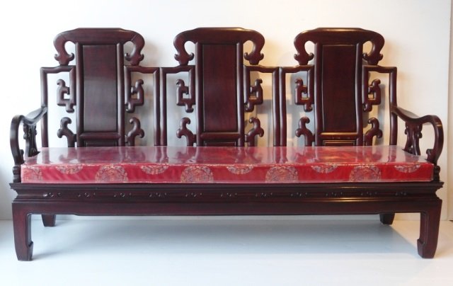 CHINESE ROSEWOOD THREE SEAT SETTEE: CHINESE ROSEWOOD THREE SEAT SETTEE