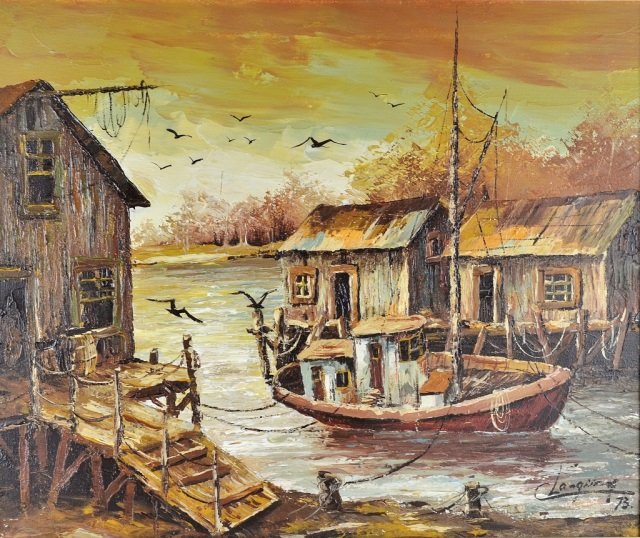Claude LANGEVIN (Canadian, b.1942): MAREE BASSE (LOW TIDE), CAPE COD Oil on canvas Signed & dated '73 lower right Image: 20 x 24 in. Overall: 28 x 32 in.