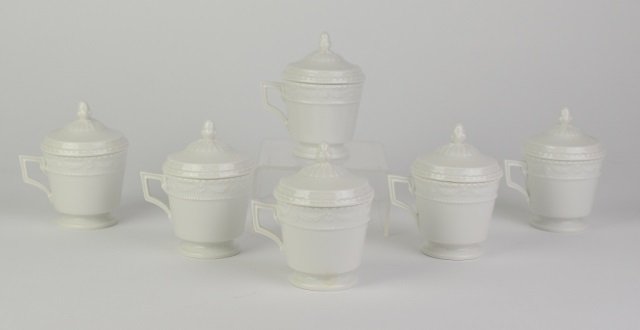 SIX KPM PORCELAIN COVERED CREAM CUPS: SIX KPM PORCELAIN COVERED CREAM CUPS