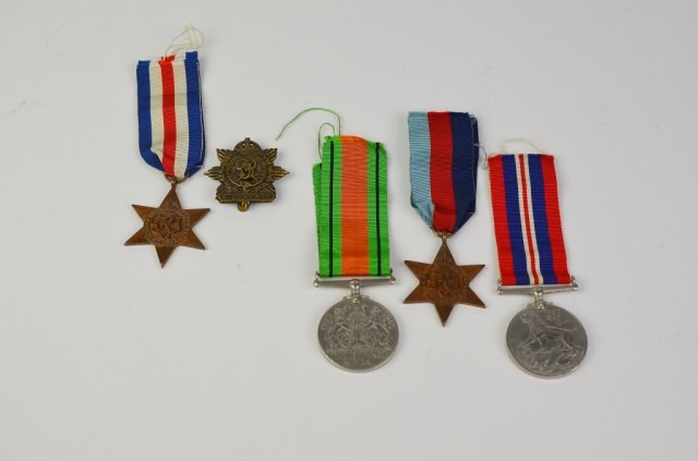 FOUR WWII MEDALS & BADGE (1 of 3)