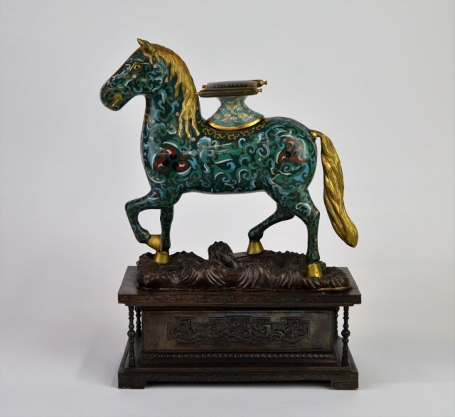 CHINESE FIGURAL CLOISONNE CENSER ON STAND (1 of 5)