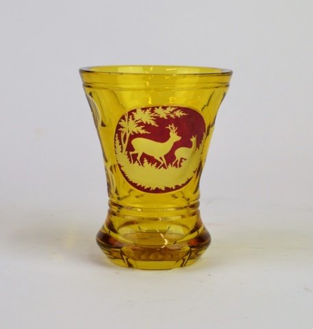 19TH CENTURY BOHEMIAN AMBER GLASS VASE (1 of 2)