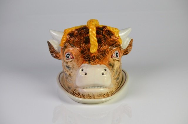 ENGLISH STAFFORDSHIRE FIGURAL CHEESE DOME (1 of 2)