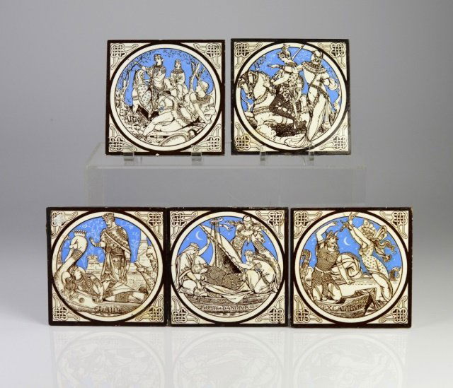 SET OF FIVE 19TH CENTURY MINTON PORCELAIN TILES (1 of 7)
