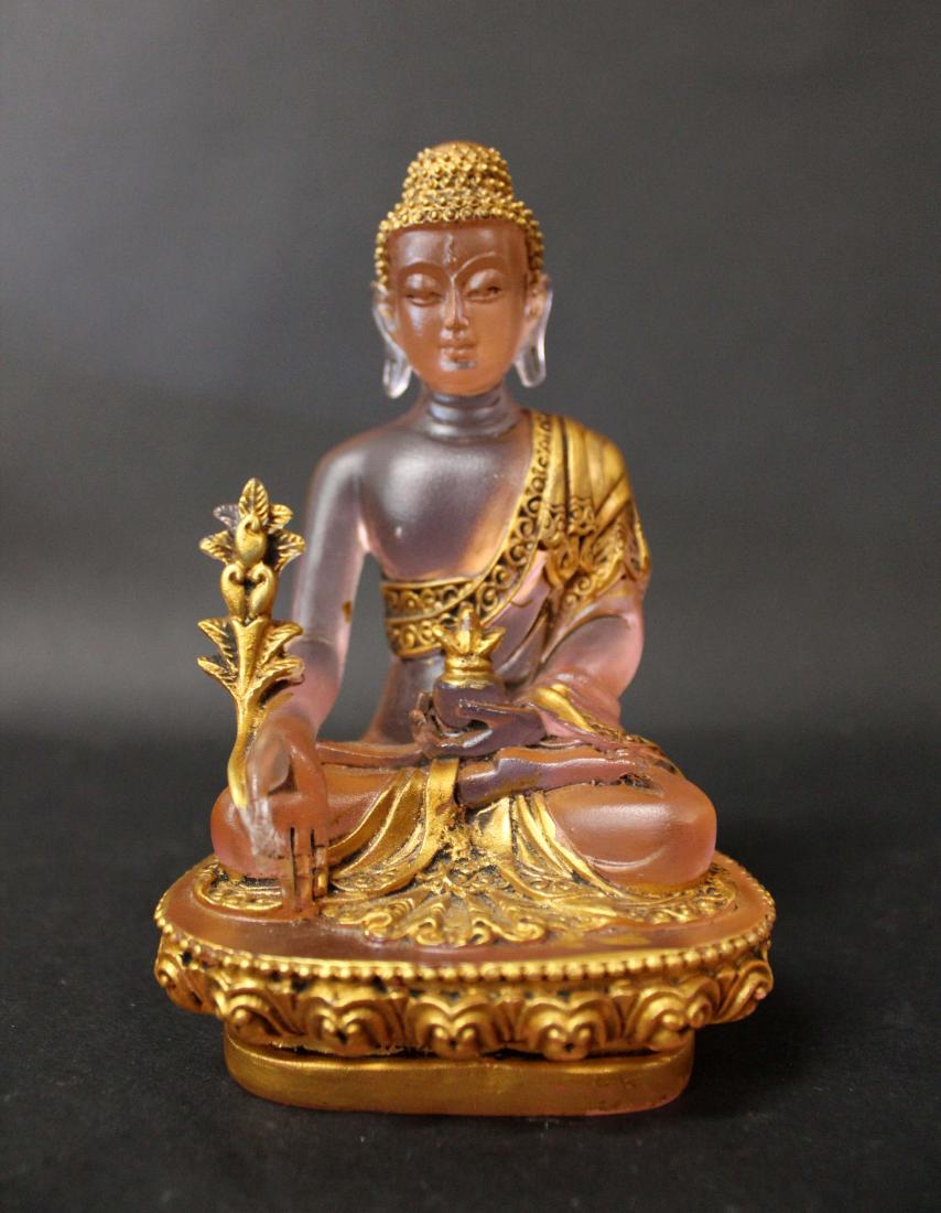 A UNIQUE GILT PEKING GLASS BUDDHA (1 of 7)