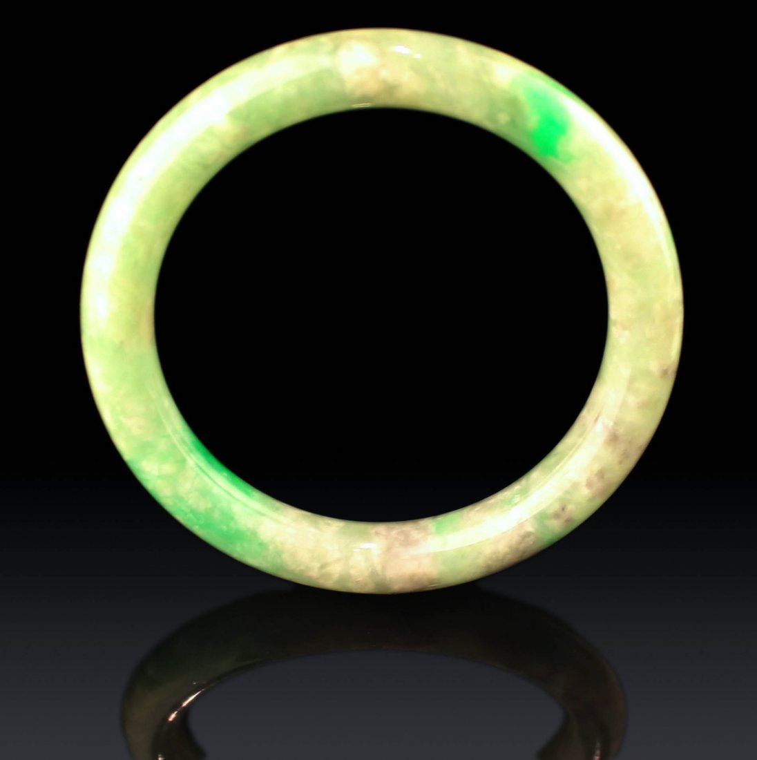 NATURAL CHINESE APPLE GREEN JADEITE BANGLE: Guarantee Grade A jadeite or refund&#