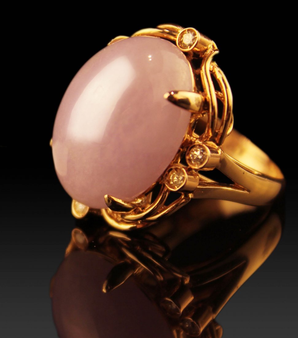 NATURAL CHINESE LAVENDER COLOR JADEITE RING: Natural Lavender color Jadeite With