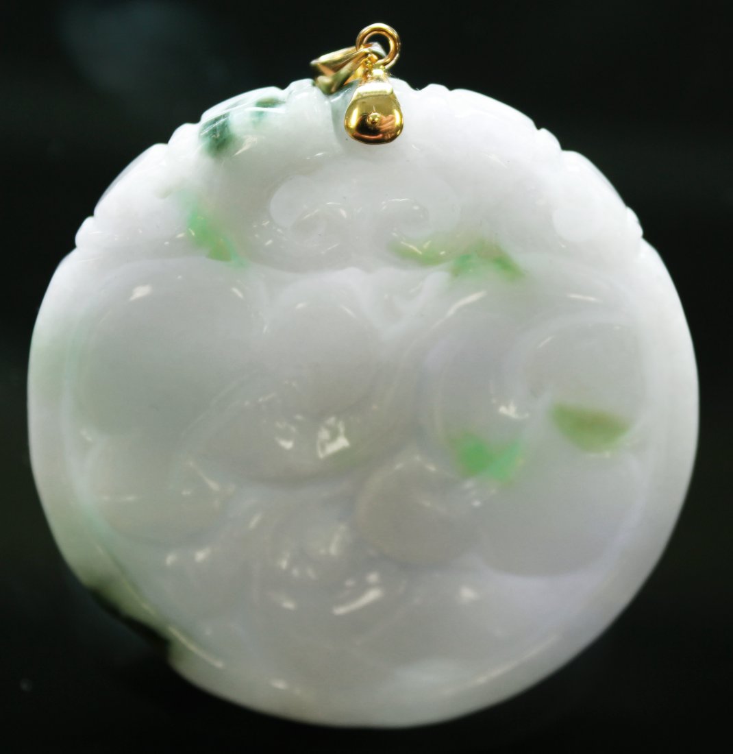 CHINESE SEMI-TRANSLUCENT LAVENDER AND GREEN JADEITE: Guarantee Grade A jadeite or refund&#