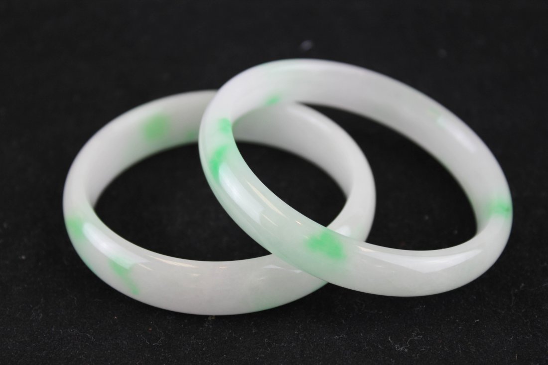 TWO BEAUTIFUL CHINESE NATURAL TRANSLUCENT JADEITE: Two Beautiful Natural Translucent Ja