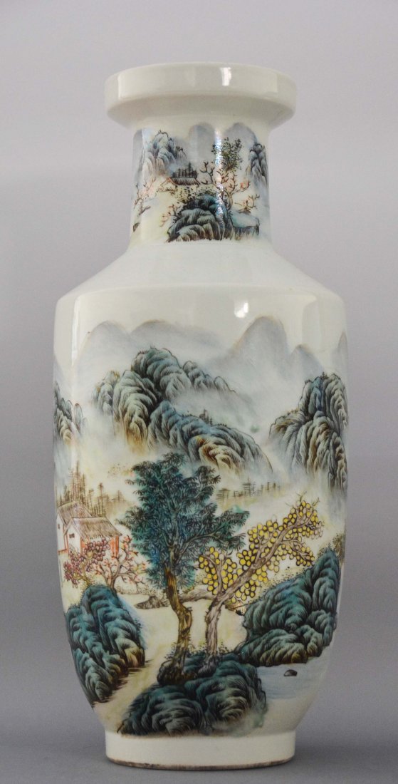 CHINESE FAMILLE ROSE VASE: Painted Landscape,Zhang Zhi Tang Mar&#
