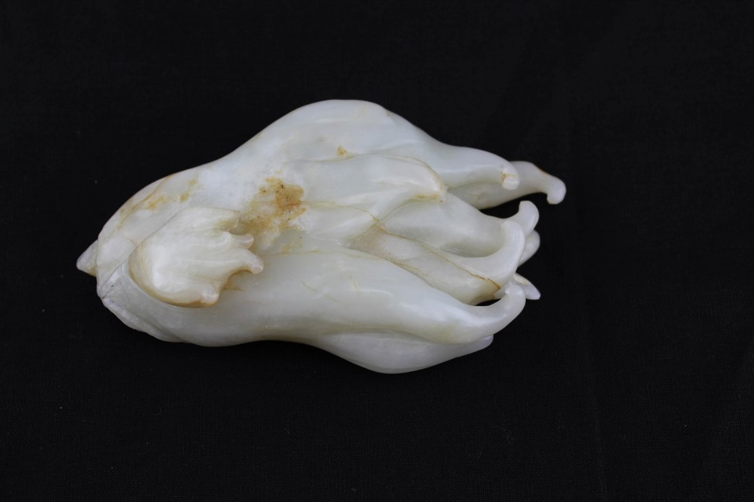 CHINESE BIG WHITE JADE BUDDHA HAND,QING DYNASTY: Detail Carved With Buddha Hand
H:12.