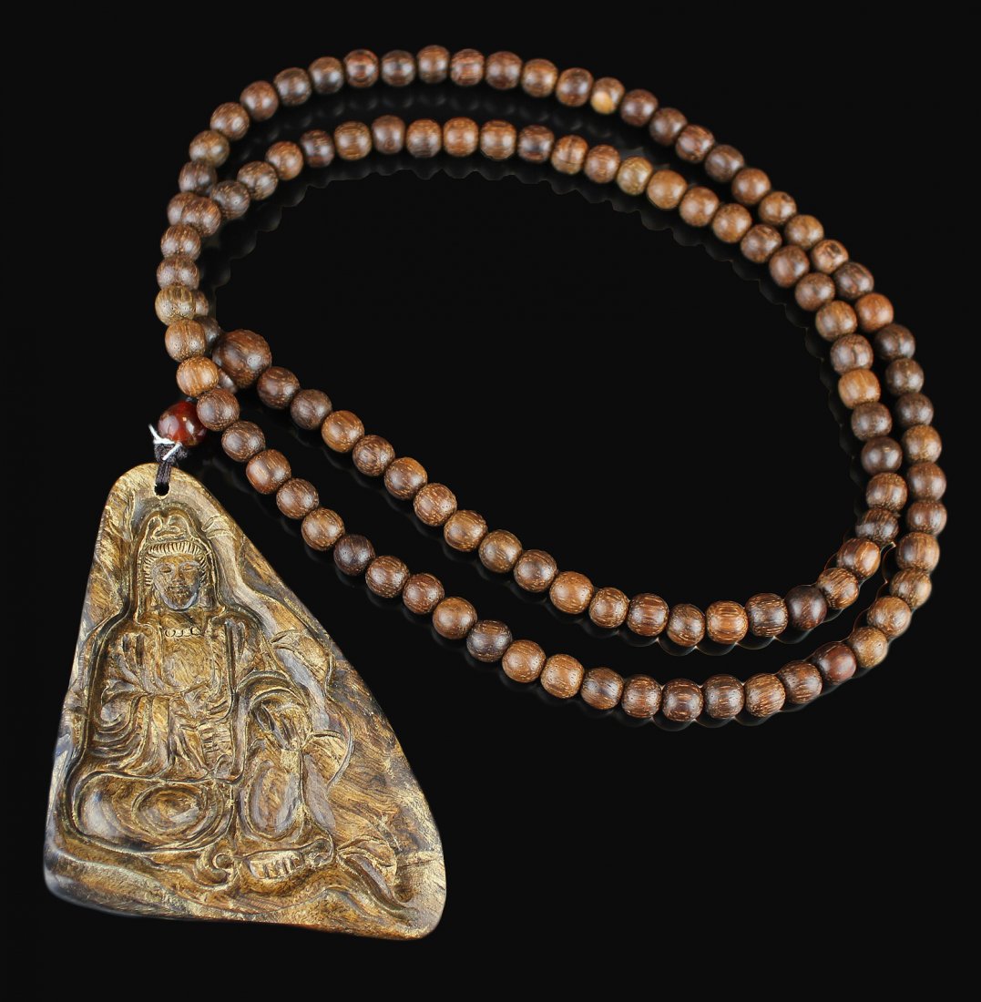 INCENSE WOOD NECKLACE: "沉香木珠觀音項鏈一條
L: 68.5 CM (27 IN) Nec