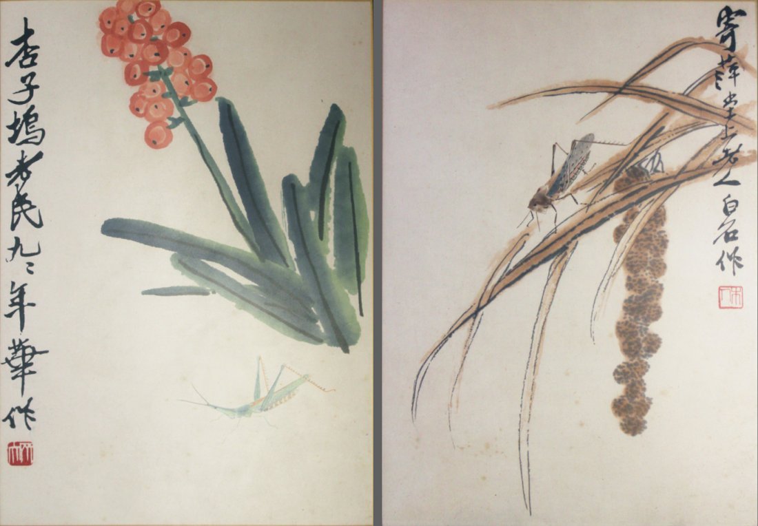 QI BAISHI (1863 - 1957) CHINESE FLOWER AND INSECT: "Ink and color on paper, hanging sc