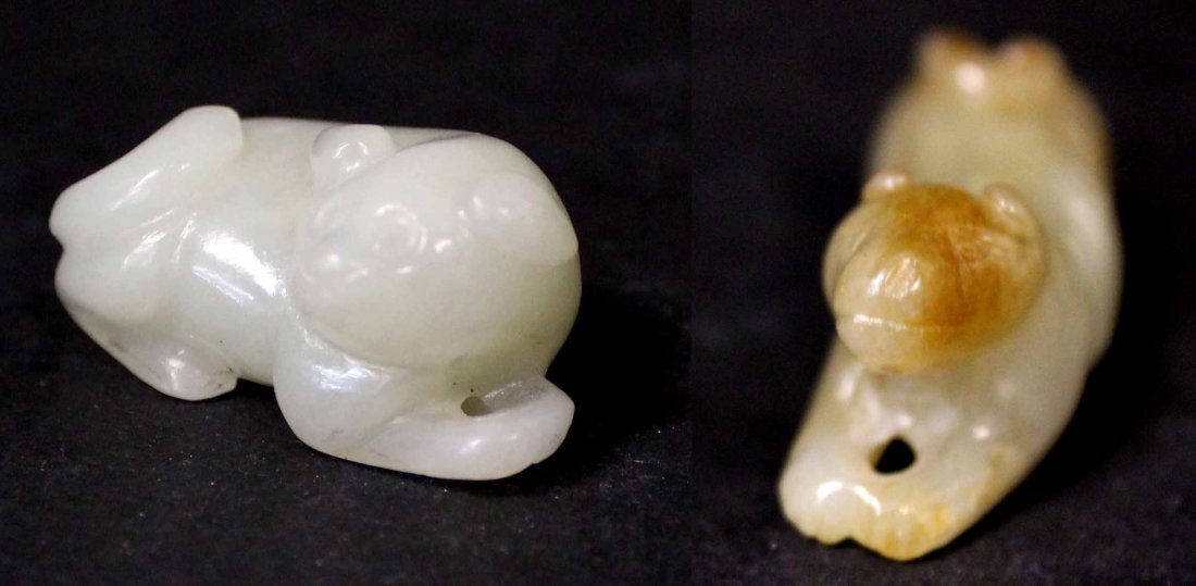 19TH C., 2 PCS CHINESE WHITE JADE ANIMAL CARVED (1 of 10)