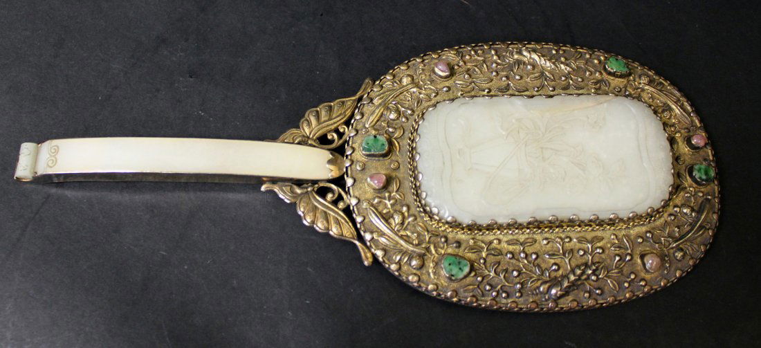 18TH/19TH A CHINESE STERLING SIVLER WITH WIHTE JADE (1 of 8)