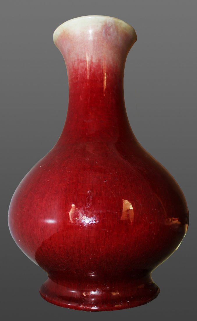 CHINESE FLAMBE GLAZED PORCELAIN VASE (1 of 3)
