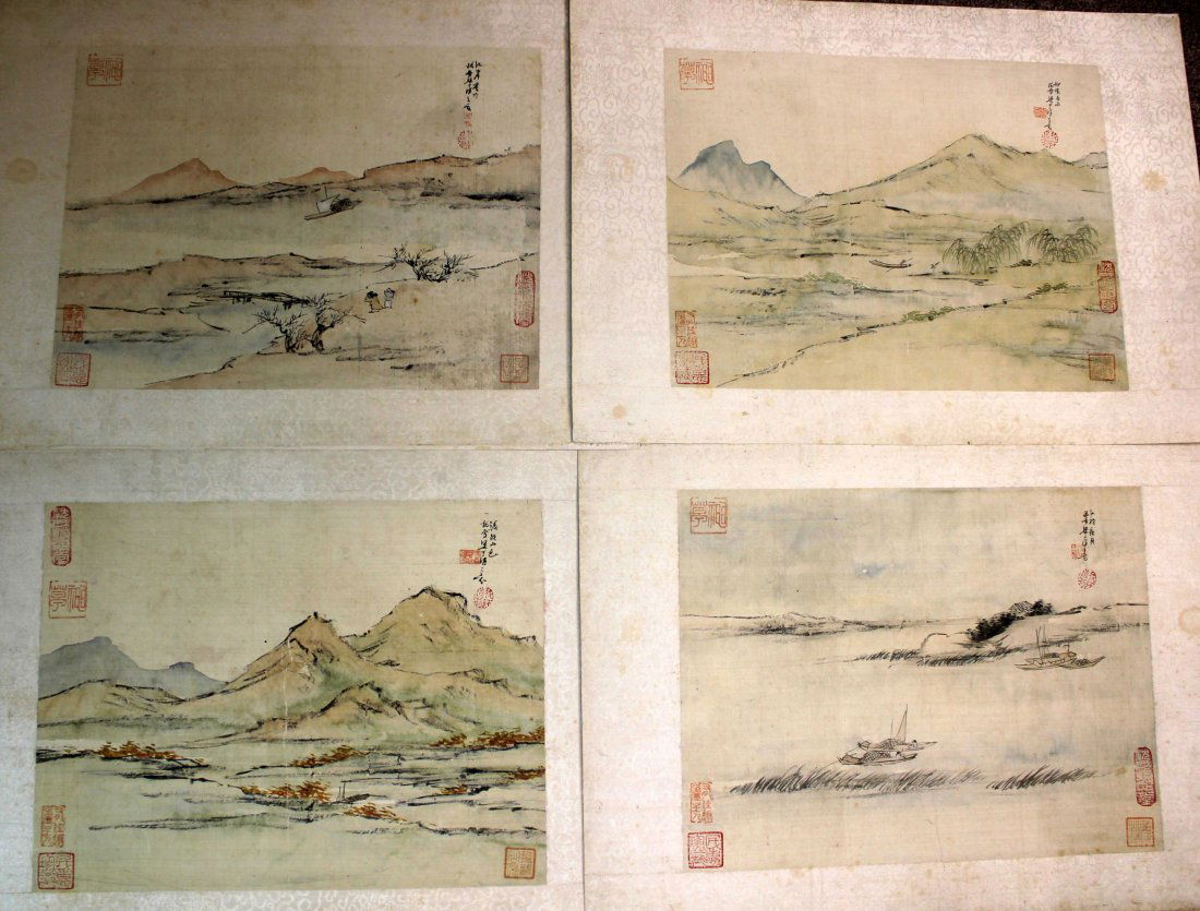 4 PIECES OF CHINESE INK AND COLOR PAINTING ALUMB ON (1 of 10)