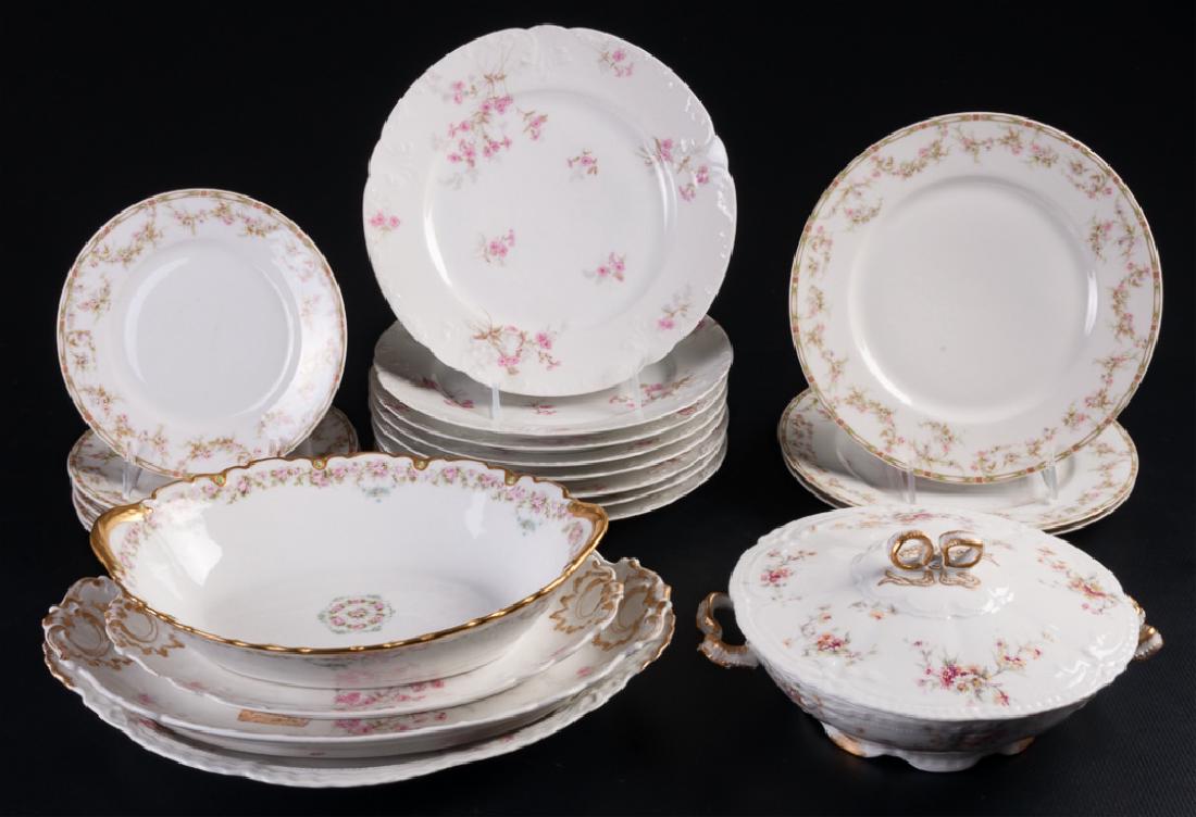 Haviland Limoges Assembled Dinnerware: Haviland Limoges dinnerware, assembled, comprising of approximately twenty one pieces to include: three luncheon plates, five salad plates, appearing to be have a similar pattern by Theodore Haviland.