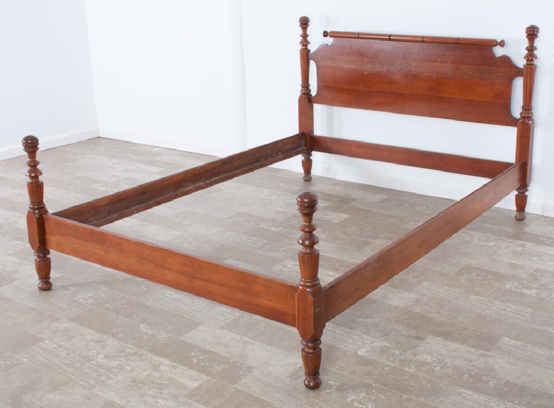 Full Size Bed: Includes side rails, and measures 80-3/4" in length, 58" in width, with headboard height of 41", and footboard height of 27". Stamped "Antique Crown Cherry".