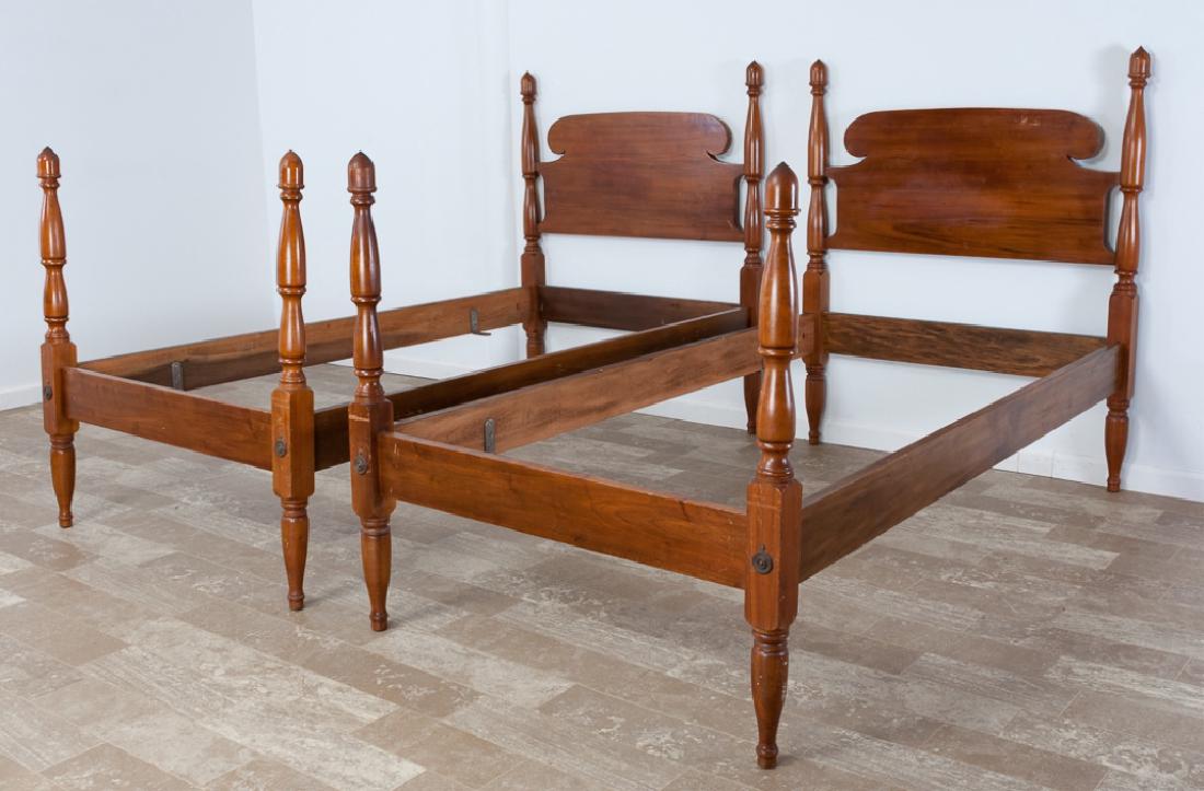 Acorn Post Maple Twin Beds Pair