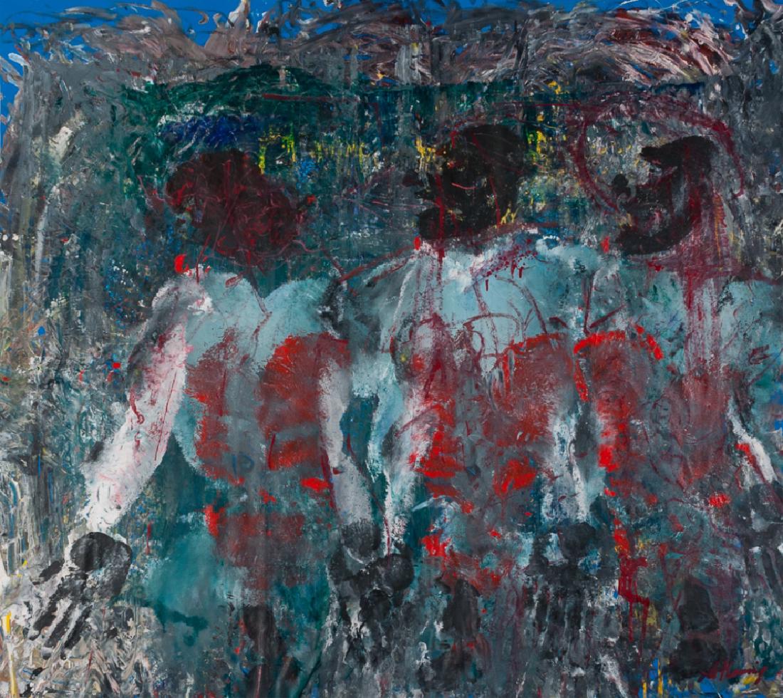 Willem De Kooning "Immersions" Acrylic On Canvas: Willem De Kooning (Netherlands/United States, 1904-1997) unframed abstract expressionist acrylic on canvas titled "Immersions", signed "De Kooning" to the lower right hand corner, measures approximate