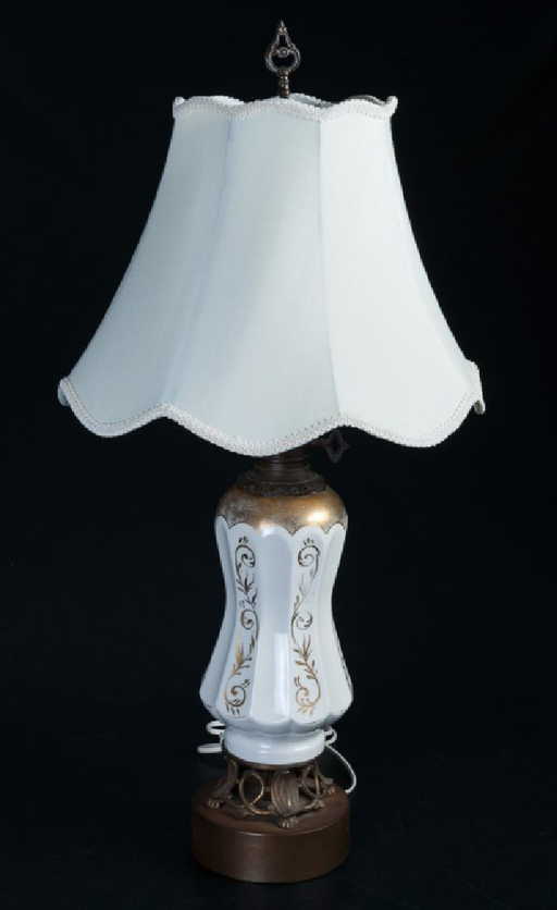 Porcelain & Gilt Lamp With Shade Porcelain & Gilt Lamp With Shade