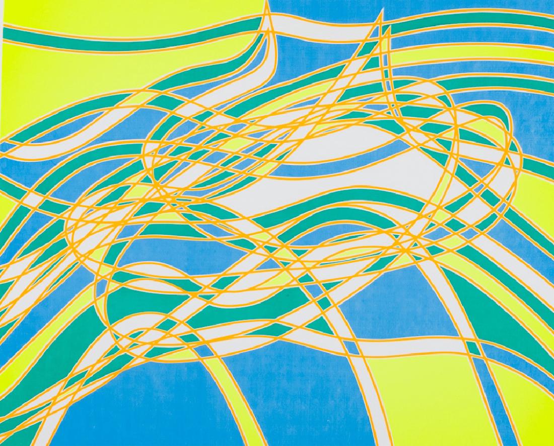 S. Hayter "Untitled 3" #87/150, The Aquarius Suite: Stanley William Hayter (English, 1901-1988) unframed limited edition silkscreen, "Untitled 3" from The Aquarius Suite, hand signed, dated 1970, and numbered 87/150. Print measures 23" in height by 28"