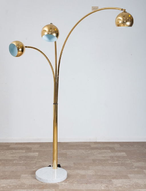 Brass Triple Arc Eyeball Floor Lamp