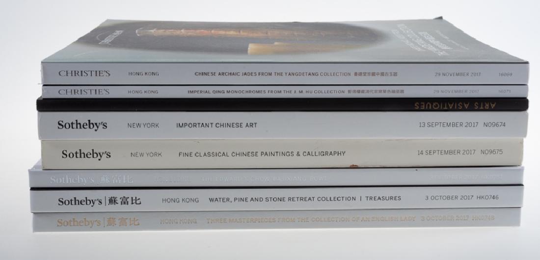 Christie’s, Sotheby’s & Leclere Catalogs: Group of eight auction catalogs to include: Christie’s "Hong Kong: Chinese Archaic Jades from the Yangdetang Collection" for November 29, 2017; Christie’s "Hong Kong: Imperial Qing Monochromes fro