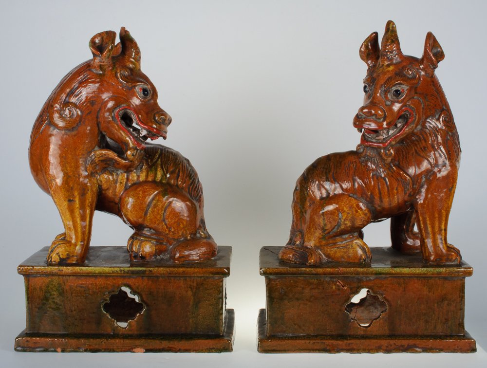 Chinese Terra Cotta Kylin Ex Large  Figures Pair 19th C (1 of 10)