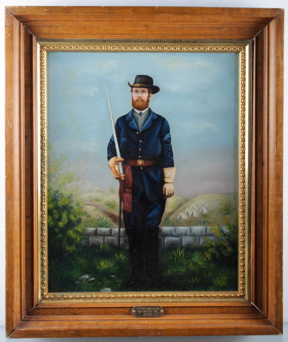 Civil War Sgt. Maj. James Collins, NY Portrait Oil